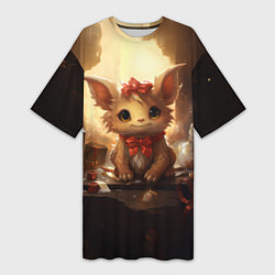 Женская длинная футболка Дракоша в огоньках 2024