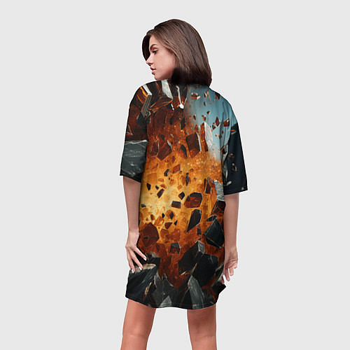 Женская длинная футболка Большой взрыв камней / 3D-принт – фото 4