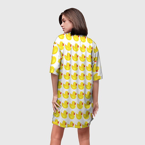 Женская длинная футболка Семейка желтых резиновых уточек / 3D-принт – фото 4