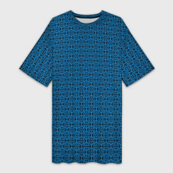 Женская длинная футболка Тёмно-синий узоры