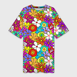 Футболка женская длинная Floral multicolour, цвет: 3D-принт