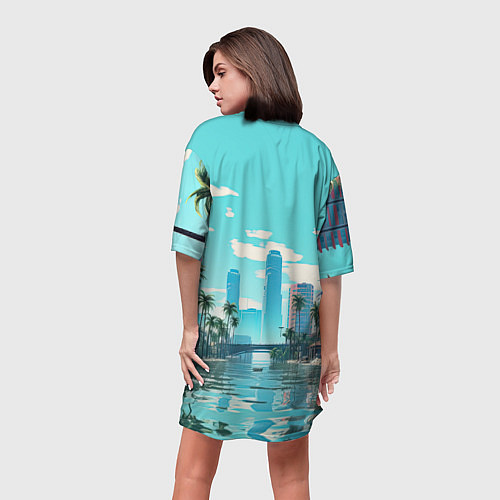 Женская длинная футболка GTA6 солечный город / 3D-принт – фото 4