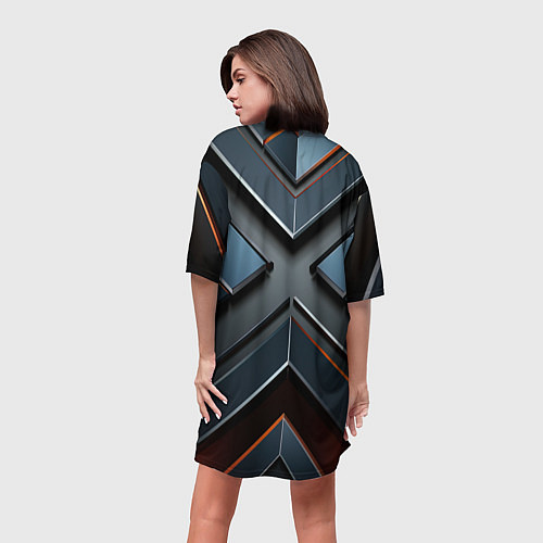 Женская длинная футболка Темная объемная геометрия / 3D-принт – фото 4