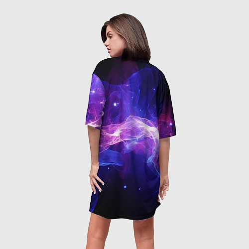 Женская длинная футболка Фиолетовый туман в движении / 3D-принт – фото 4
