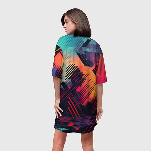 Женская длинная футболка GTA 6 abstract logo / 3D-принт – фото 4
