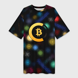 Футболка женская длинная Bitcoin logo criptomoney, цвет: 3D-принт