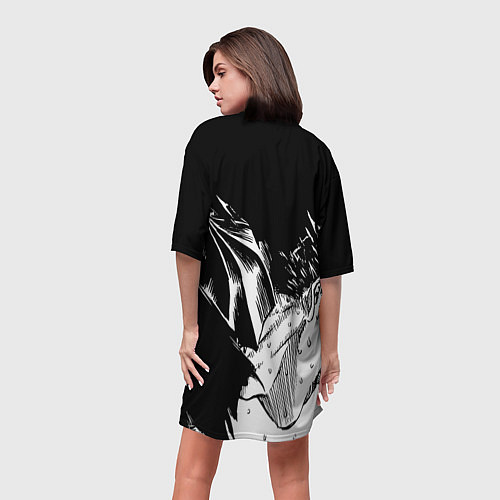 Женская длинная футболка Берсерк Гатс в чёрных доспехах / 3D-принт – фото 4