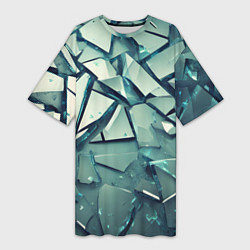 Футболка женская длинная Битое стекло текстура, цвет: 3D-принт