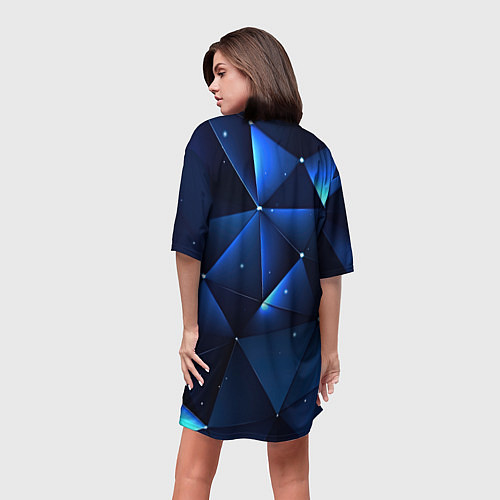 Женская длинная футболка Синяя геометрическая абстракция / 3D-принт – фото 4
