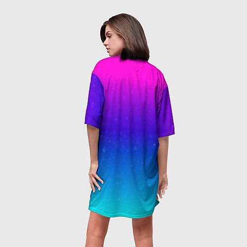 Женская длинная футболка Stranger Things gradient colors / 3D-принт – фото 4