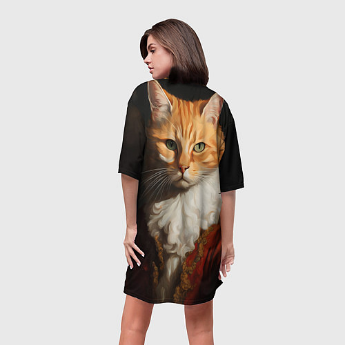 Женская длинная футболка Знатный кот / 3D-принт – фото 4