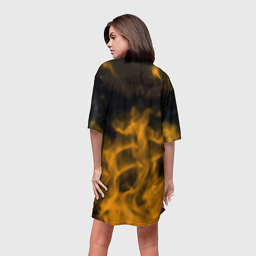 Женская длинная футболка Half life orange flame valve / 3D-принт – фото 4