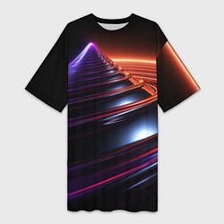 Футболка женская длинная Фиолетовая воронка, цвет: 3D-принт