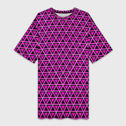 Футболка женская длинная Розовые и чёрные треугольники, цвет: 3D-принт