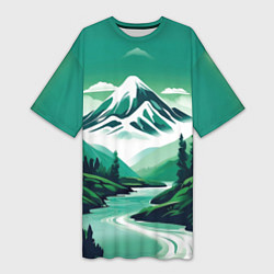 Женская длинная футболка Графический пейзаж Камчатки