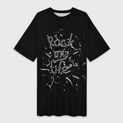 Женская длинная футболка Rock my life чёрный