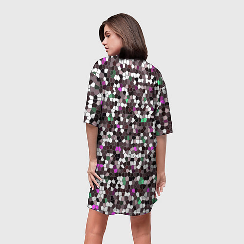 Женская длинная футболка Мозаика бордо / 3D-принт – фото 4