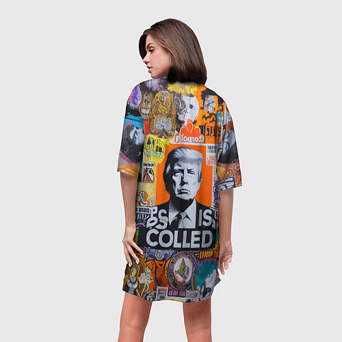 Женская длинная футболка Donald Trump - american сollage / 3D-принт – фото 4