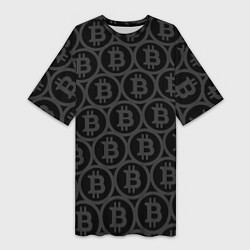 Женская длинная футболка Биткоин патерн