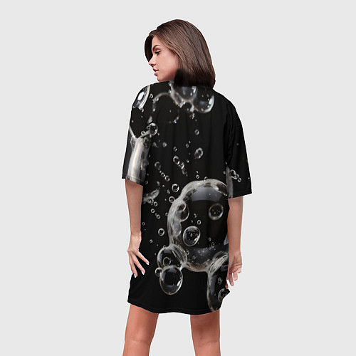 Женская длинная футболка Пузыри на черном / 3D-принт – фото 4