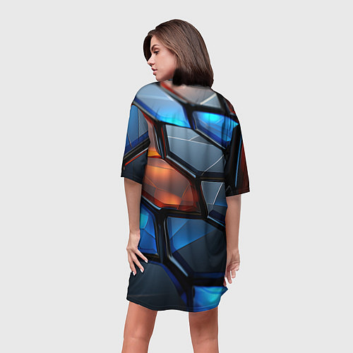 Женская длинная футболка Прозрачные абстрактные плиты / 3D-принт – фото 4