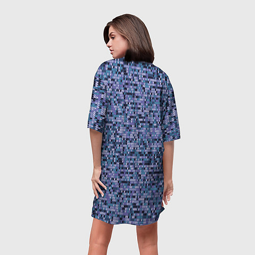Женская длинная футболка Синий узор вязанного трикотажного полотна / 3D-принт – фото 4