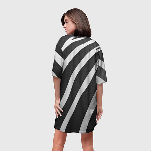 Женская длинная футболка Зебровые линии / 3D-принт – фото 4