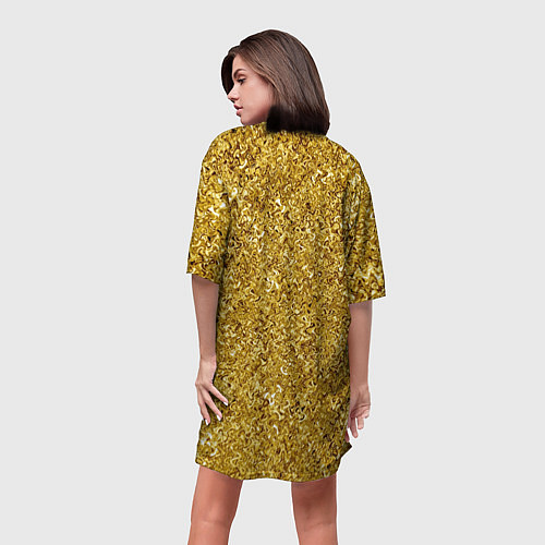 Женская длинная футболка Золотой волнистый с переливами / 3D-принт – фото 4