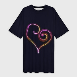Женская длинная футболка Неоновое сердечко