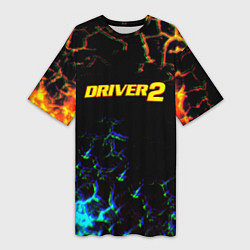 Женская длинная футболка Driver 2 гонки ретро гейм