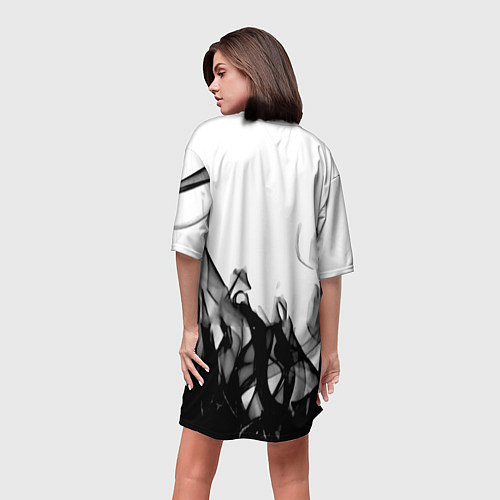 Женская длинная футболка Stalker 2 черный огонь абстракция / 3D-принт – фото 4