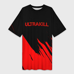 Женская длинная футболка Ultrakill краски геймер