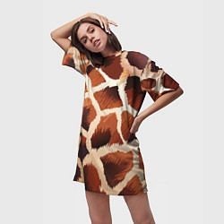 Футболка женская длинная Пятнистый мех жирафа, цвет: 3D-принт — фото 2