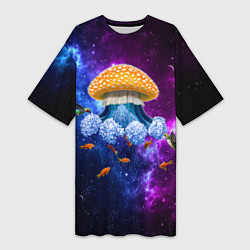 Женская длинная футболка Space mushroom