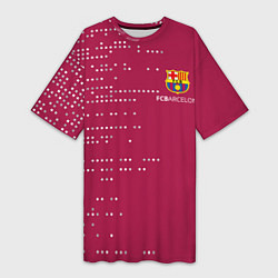 Футболка женская длинная Футбольный клуб Барселона - бордовый, цвет: 3D-принт