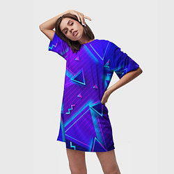 Футболка женская длинная Neon Pattern colored, цвет: 3D-принт — фото 2
