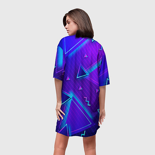 Женская длинная футболка Neon Pattern colored / 3D-принт – фото 4
