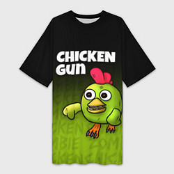 Футболка женская длинная Chicken Gun - Zombie Chicken, цвет: 3D-принт