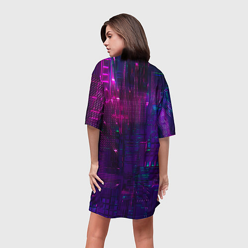 Женская длинная футболка Неоновые огни квадратов / 3D-принт – фото 4
