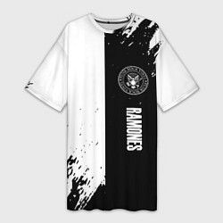 Женская длинная футболка Ramones краски абстракция