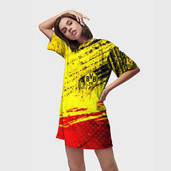 Футболка женская длинная Borussia color краски спорт, цвет: 3D-принт — фото 2