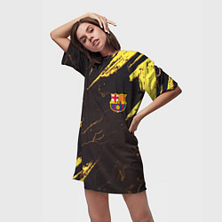 Футболка женская длинная Barcelona краски текстура, цвет: 3D-принт — фото 2