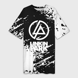 Футболка женская длинная Linkin park logo краски текстура, цвет: 3D-принт