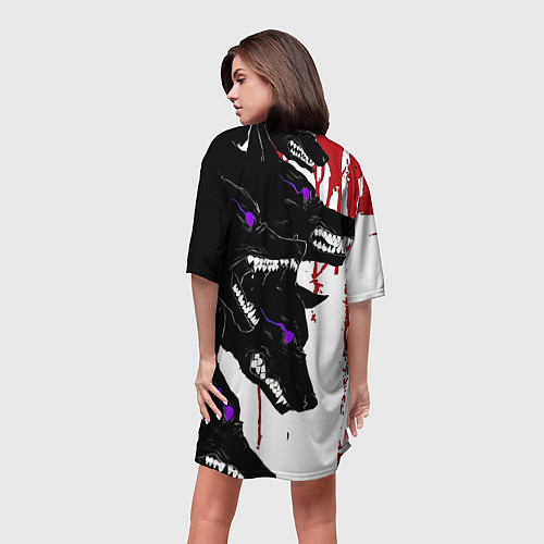 Женская длинная футболка Стая на охоте / 3D-принт – фото 4