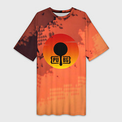 Женская длинная футболка PUBG game orange