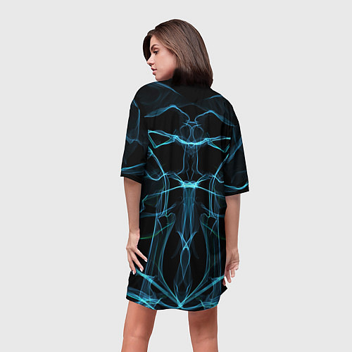 Женская длинная футболка Мягкие абстрактные симметричные линии / 3D-принт – фото 4