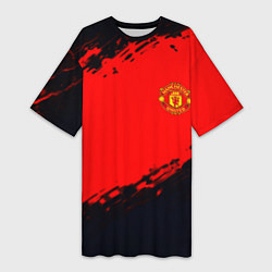 Футболка женская длинная Manchester United colors sport, цвет: 3D-принт