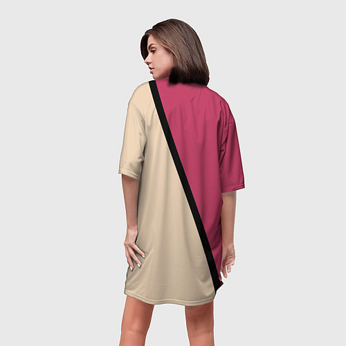 Женская длинная футболка Power бежево-розовый / 3D-принт – фото 4