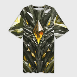 Футболка женская длинная Камень и золотой кристалл, цвет: 3D-принт