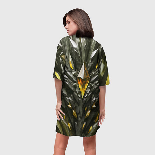 Женская длинная футболка Камень и золотой кристалл / 3D-принт – фото 4